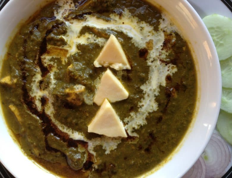 Paneer methi chaman (Paneer in  fenugreek leaves and spinach gravy)