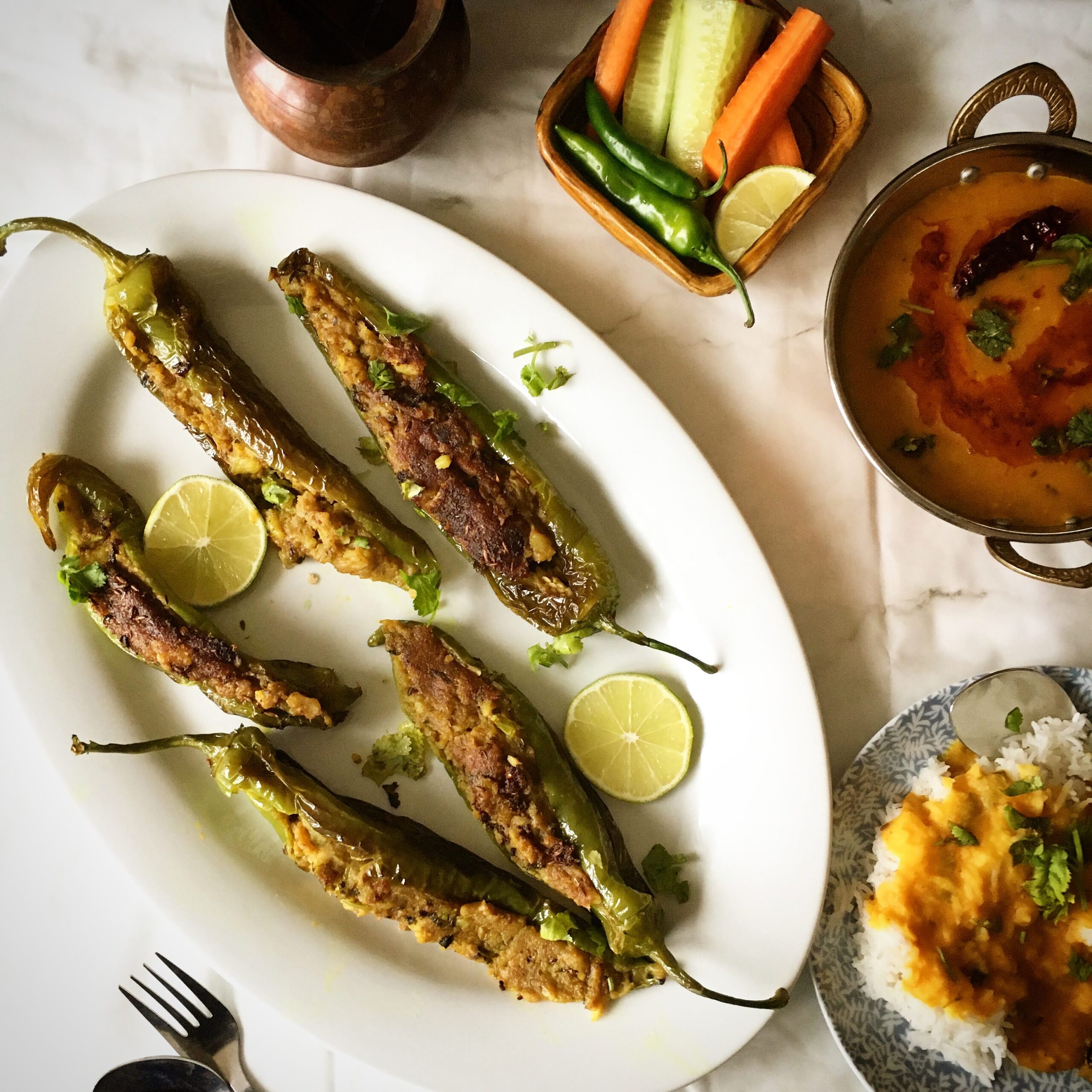 Bharwan Mirch (Chillies Stuffed with potato mix)