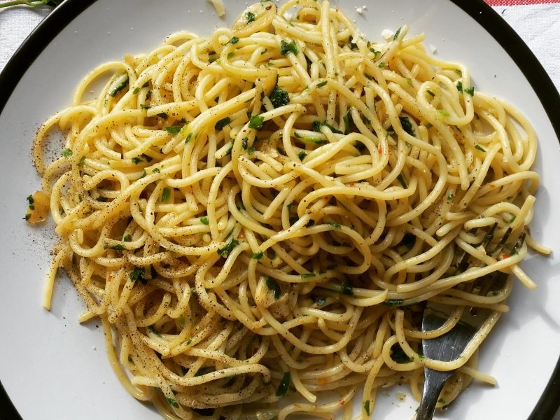 Spaghetti Aglio E Olio (aglio=garlic, Olio= Olive oil)