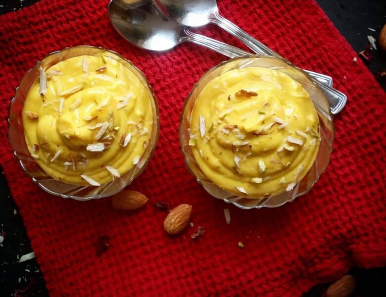Mango Shrikhand- Creamy Mango yogurt dessert