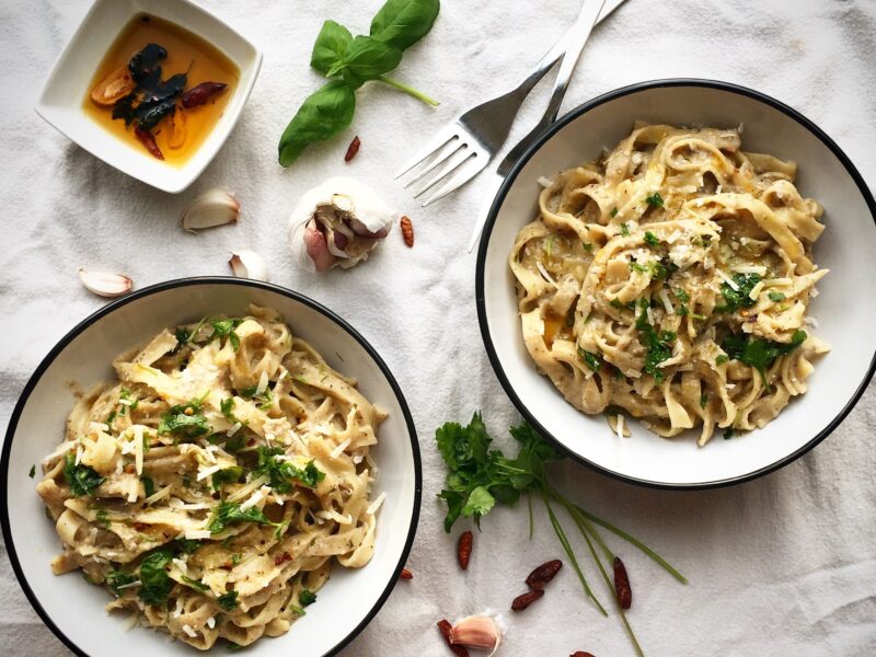 Pasta in creamy mushroom sauce