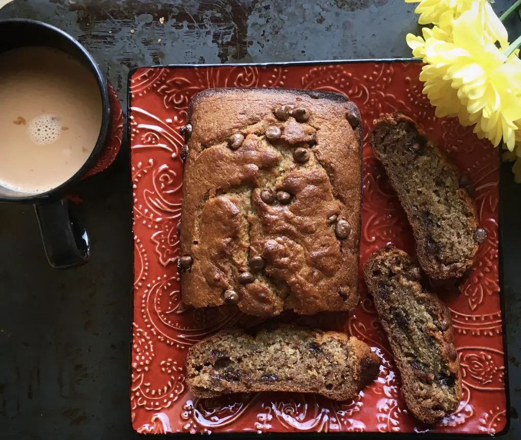Eggless Banana Bread with Chocolate Chips