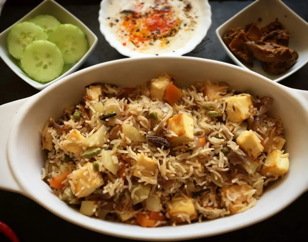 Paneer Pulao ( Rice with paneer and vegetables)