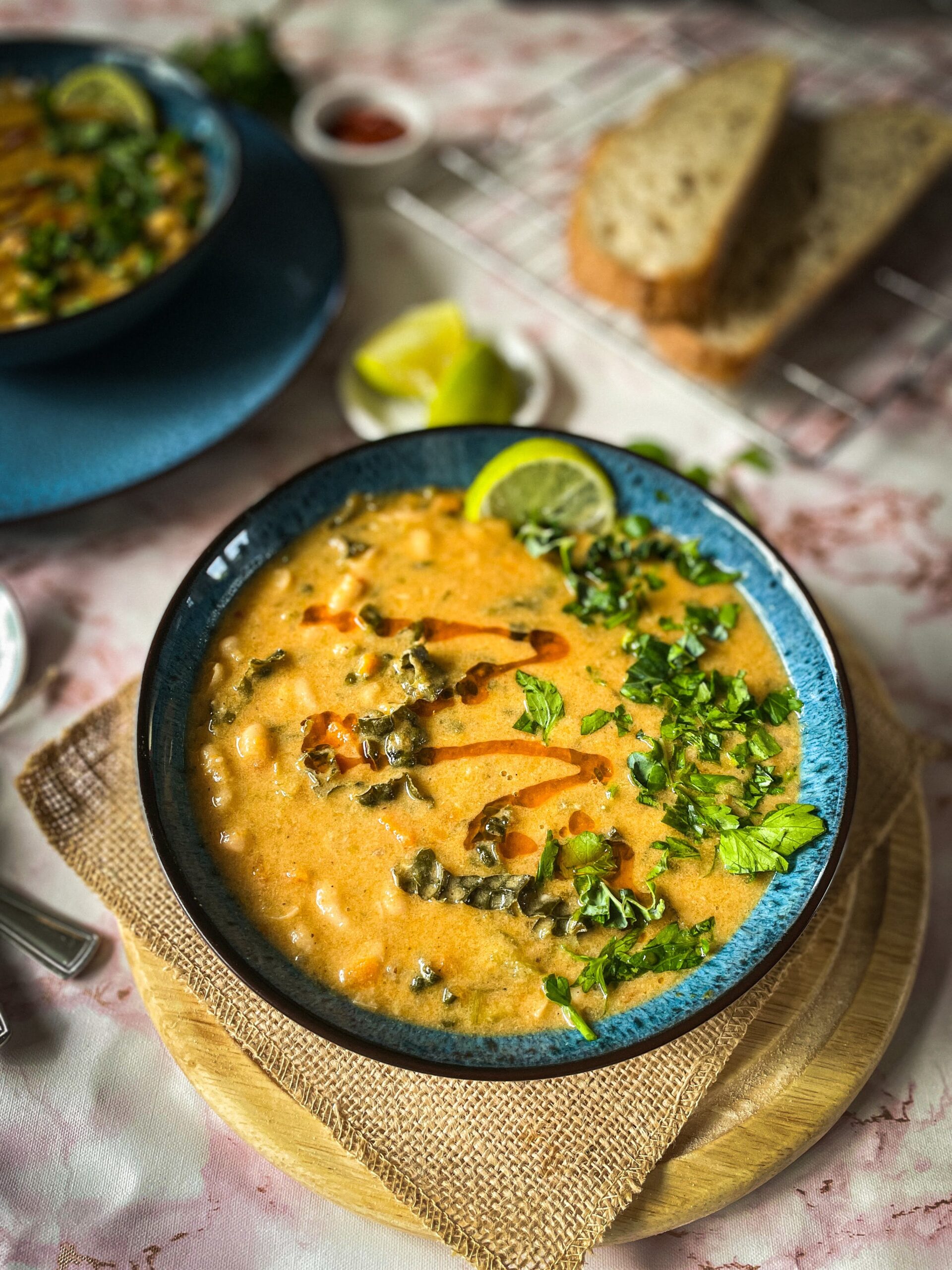 Mediterranean White bean Soup with Harissa