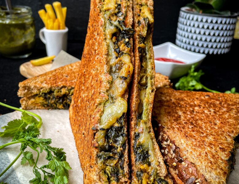 Cheesy Palak Paneer Sandwich