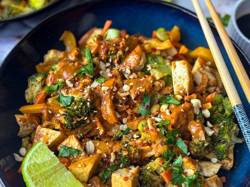 Tofu and Vegetable Stir Fry with Peanut Sauce